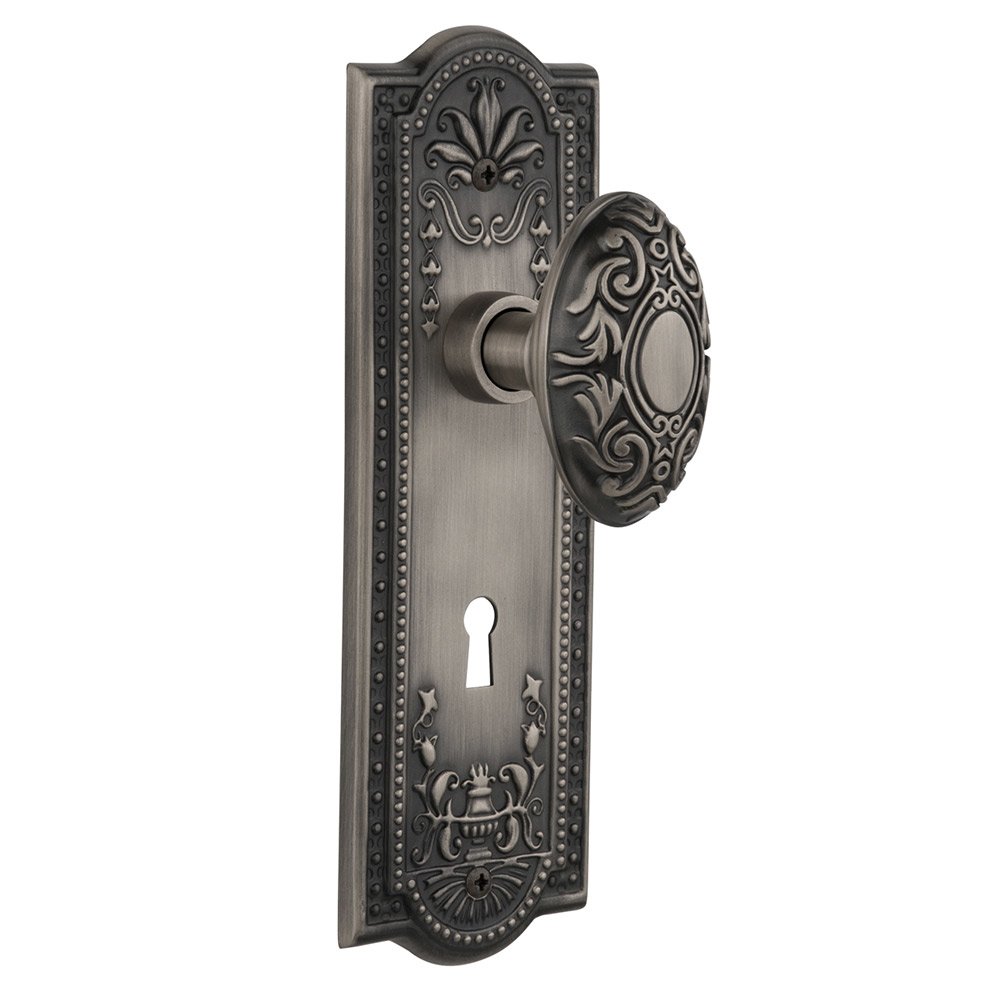 Nostalgic Warehouse Passage Meadows Plate with Keyhole and Victorian Door Knob in Antique Pewter