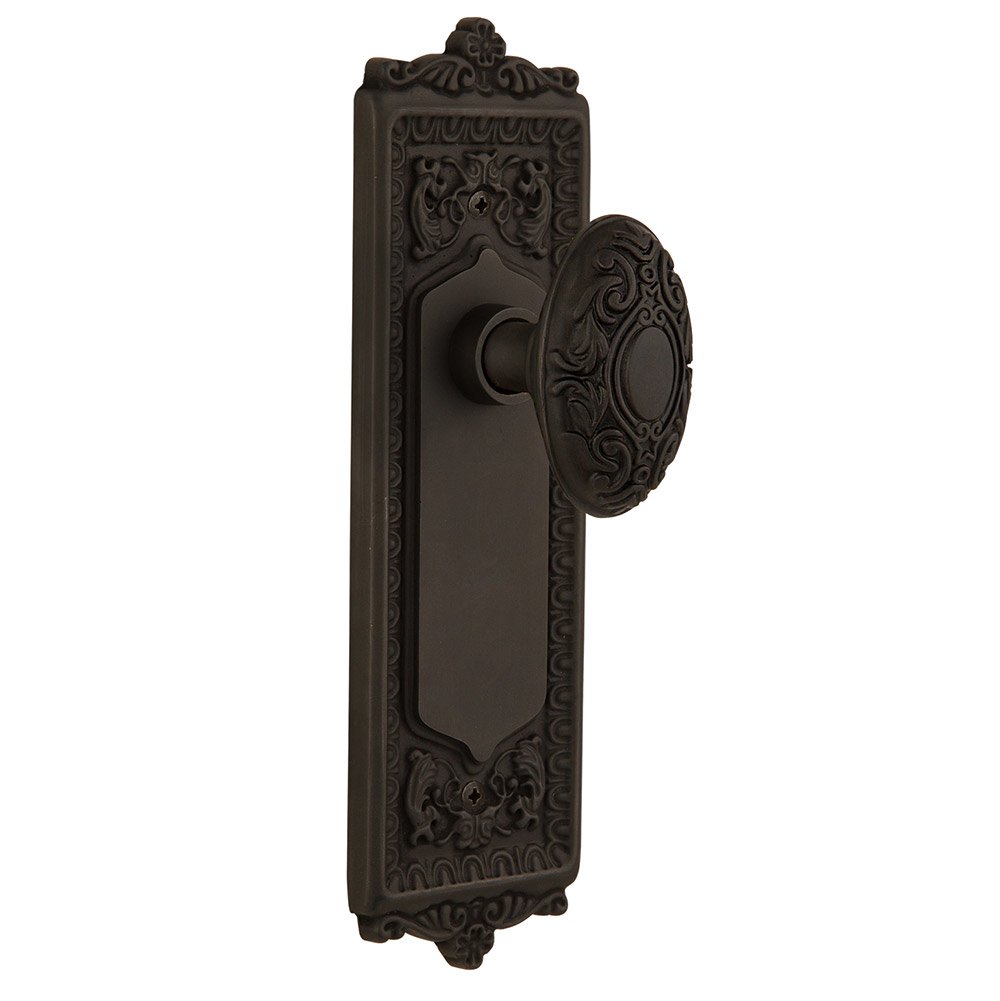 Nostalgic Warehouse Single Dummy Egg & Dart Plate with Victorian Door Knob in Oil Rubbed Bronze