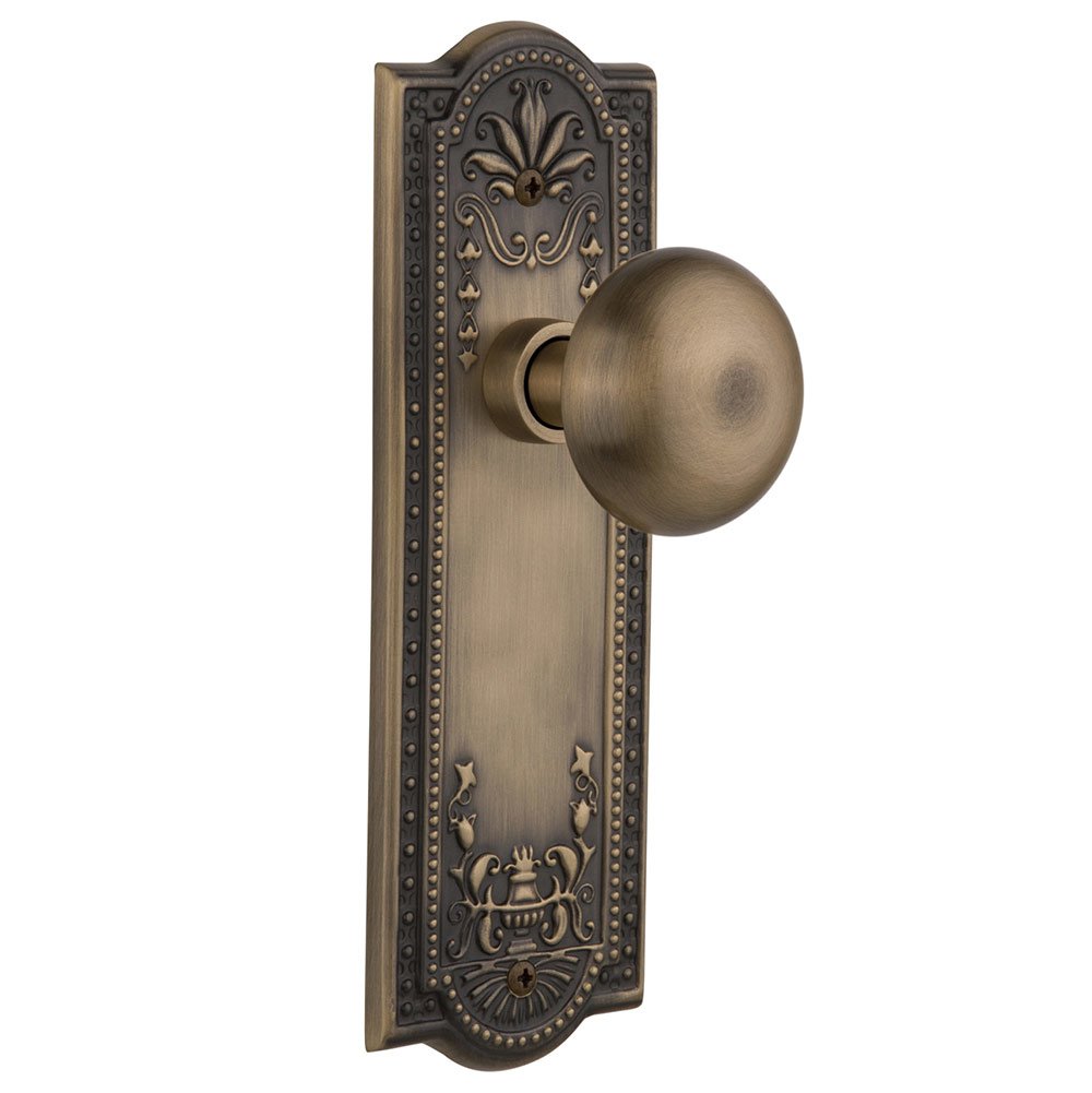 Nostalgic Warehouse Single Dummy Meadows Plate with New York Door Knob in Antique Brass