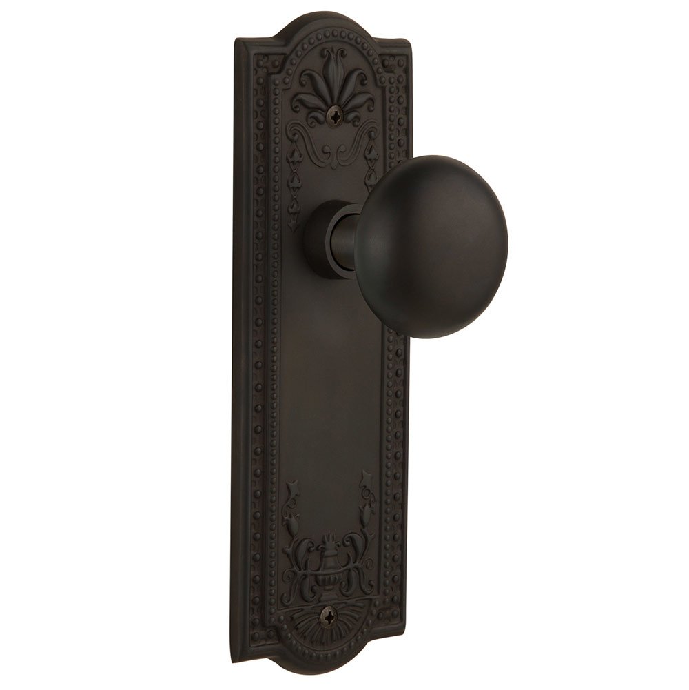 Nostalgic Warehouse Single Dummy Meadows Plate with New York Door Knob in Oil-Rubbed Bronze