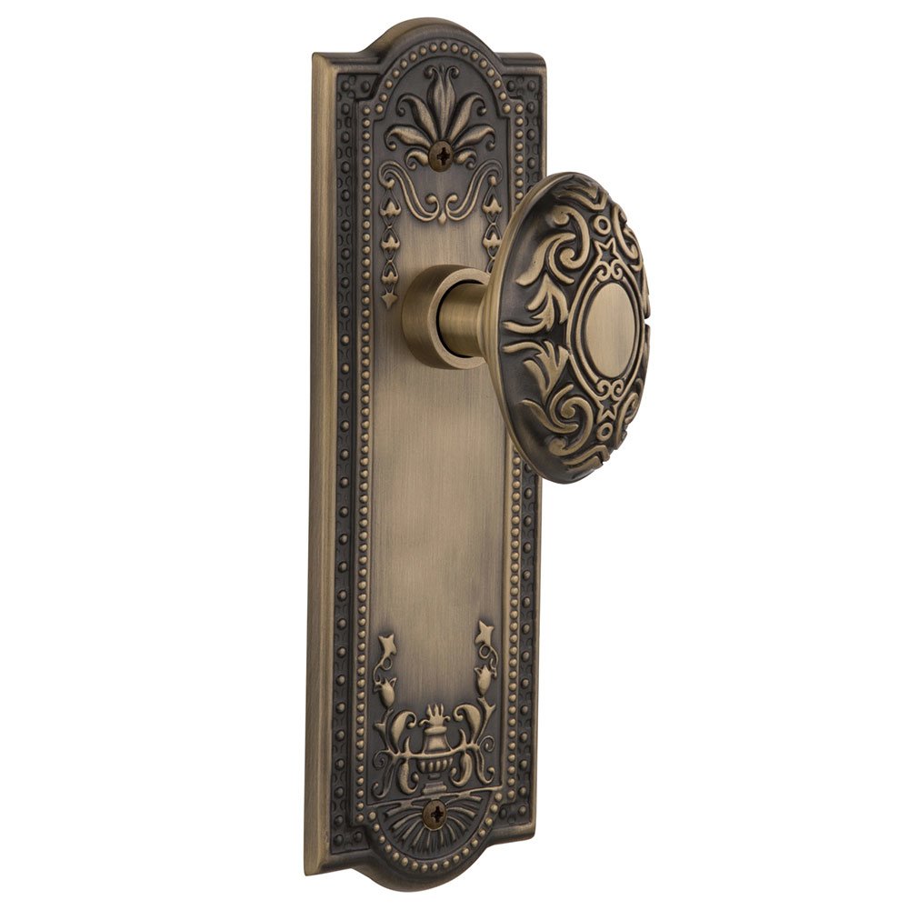Nostalgic Warehouse Single Dummy Meadows Plate with Victorian Door Knob in Antique Brass