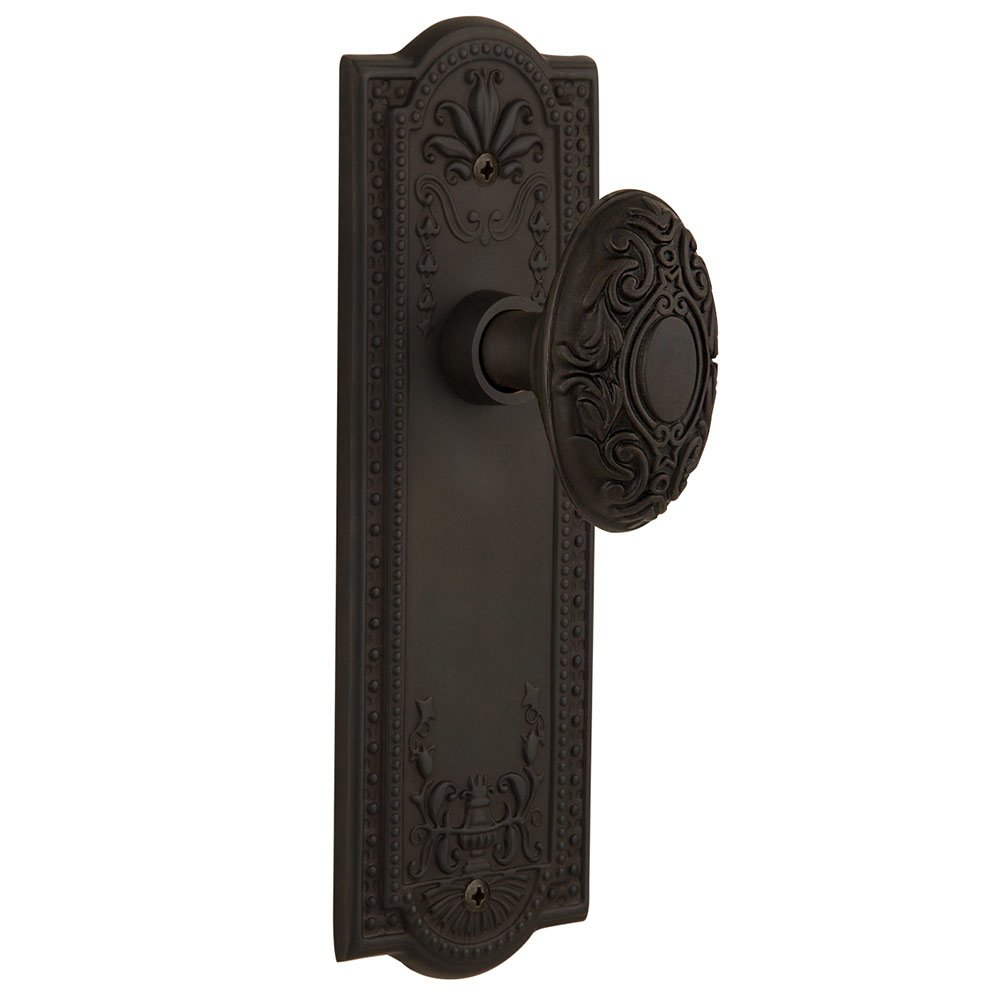 Nostalgic Warehouse Single Dummy Meadows Plate with Victorian Door Knob in Oil-Rubbed Bronze