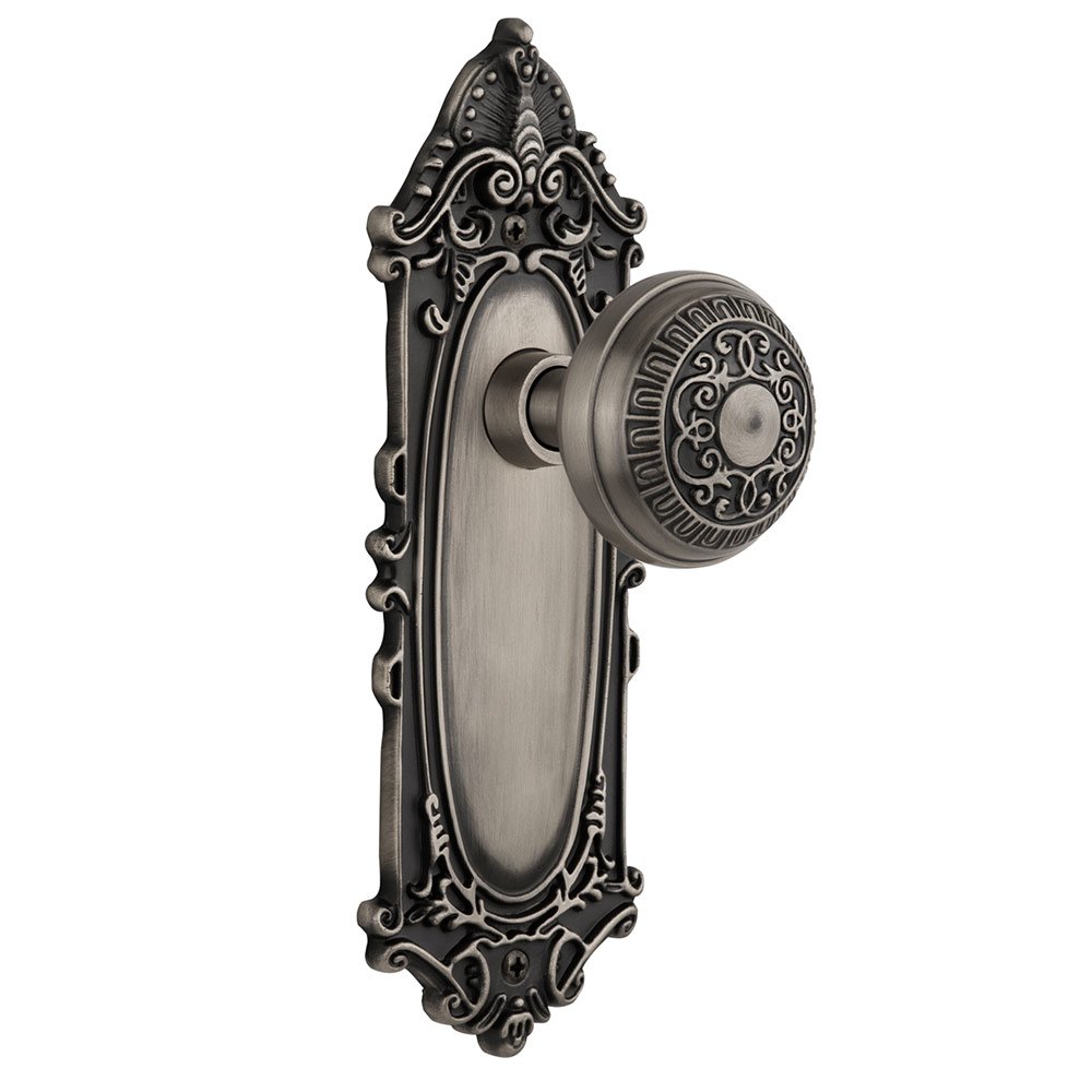 Nostalgic Warehouse Single Dummy Victorian Plate with Egg & Dart Door Knob in Antique Pewter