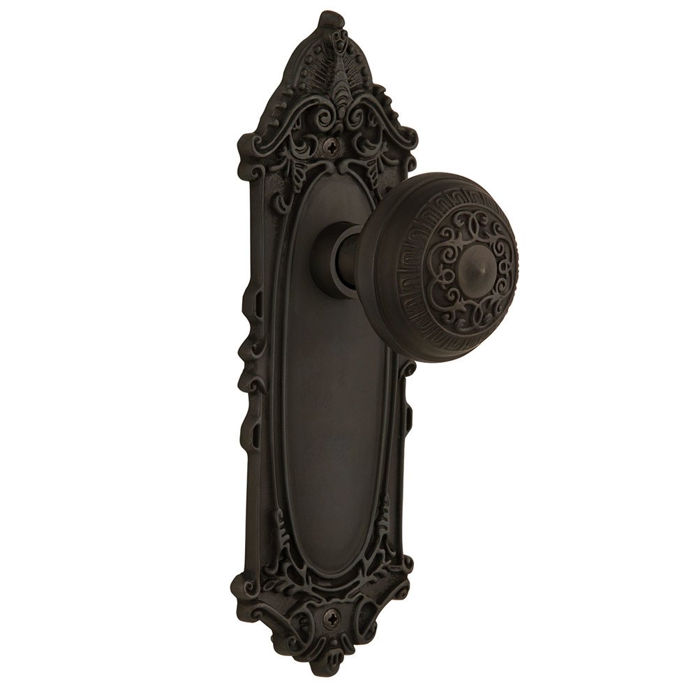 Nostalgic Warehouse Single Dummy Victorian Plate with Egg & Dart Door Knob in Oil-Rubbed Bronze