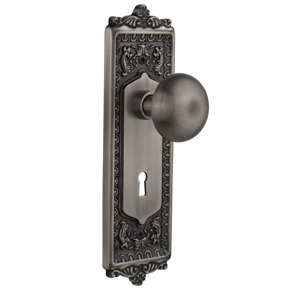 Nostalgic Warehouse Single Dummy Egg & Dart Plate with Keyhole and New York Door Knob in Antique Pewter