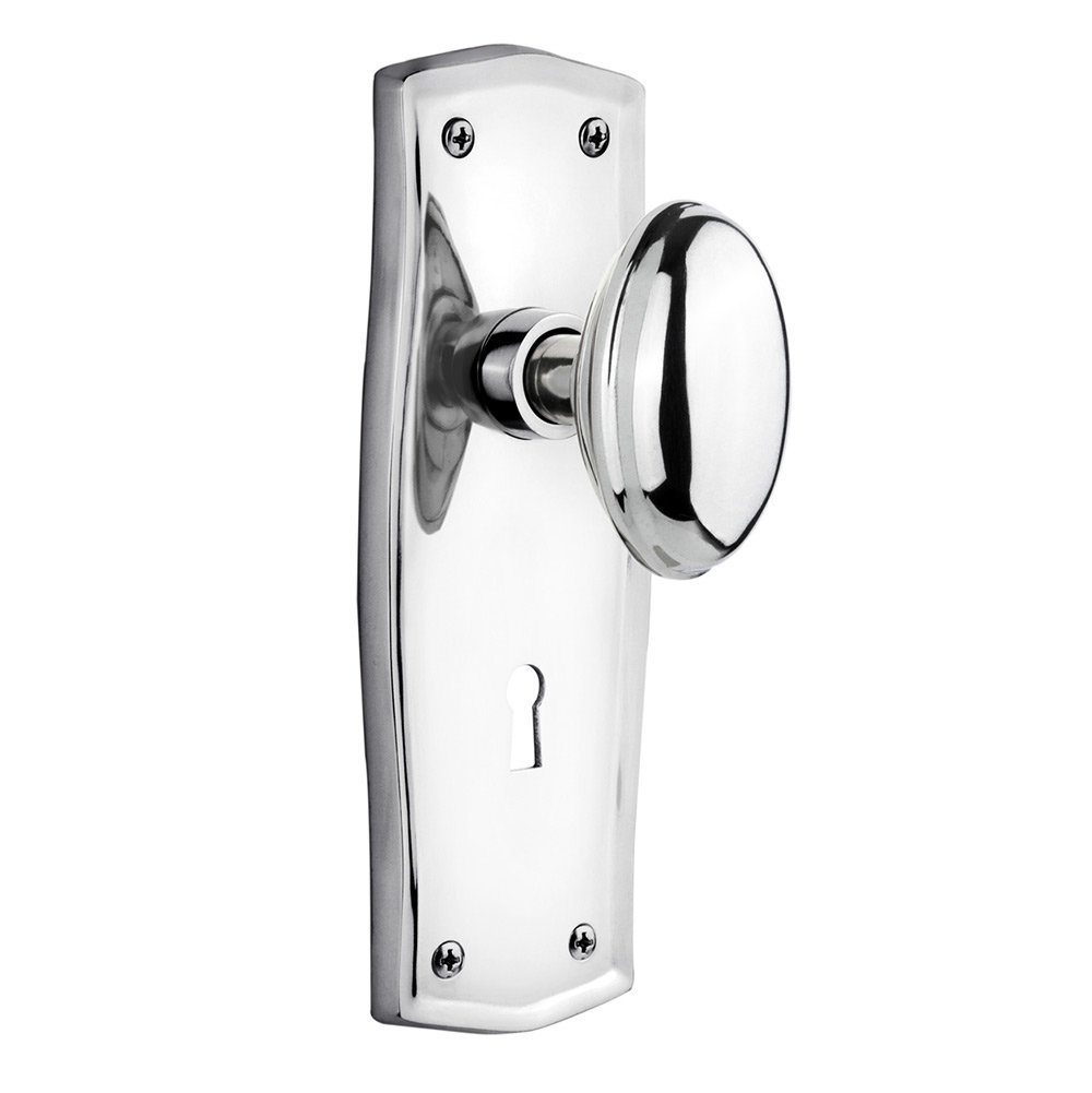 Nostalgic Warehouse Passage Prairie Plate with Keyhole and Homestead Door Knob in Bright Chrome
