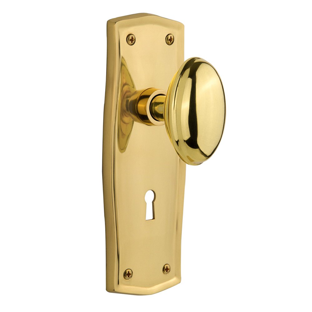 Nostalgic Warehouse Passage Prairie Plate with Keyhole and Homestead Door Knob in Unlacquered Brass