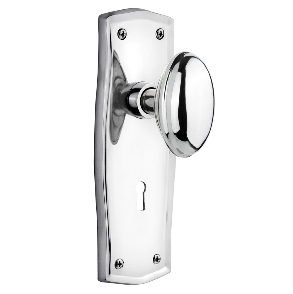 Nostalgic Warehouse Privacy Prairie Plate with Keyhole and Homestead Door Knob in Bright Chrome