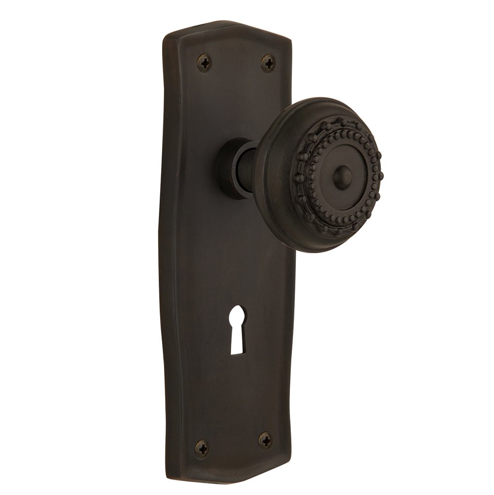 Nostalgic Warehouse Privacy Prairie Plate with Keyhole and Meadows Door Knob in Oil-Rubbed Bronze