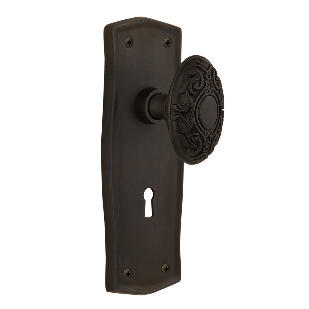 Nostalgic Warehouse Passage Prairie Plate with Keyhole and Victorian Door Knob in Oil-Rubbed Bronze