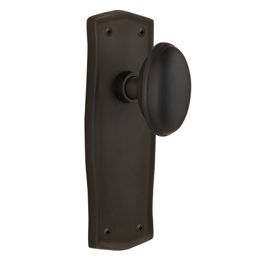 Nostalgic Warehouse Single Dummy Prairie Plate with Homestead Door Knob in Oil-Rubbed Bronze