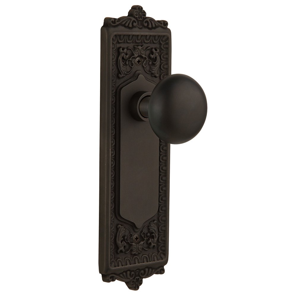 Nostalgic Warehouse Double Dummy Egg & Dart Plate with New York Door Knob in Oil-Rubbed Bronze