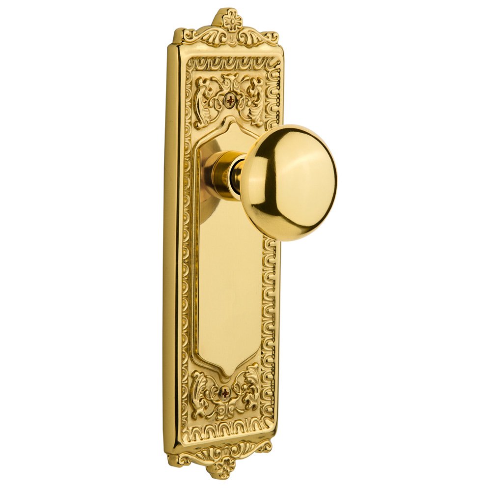 Nostalgic Warehouse Double Dummy Egg & Dart Plate with New York Door Knob in Polished Brass
