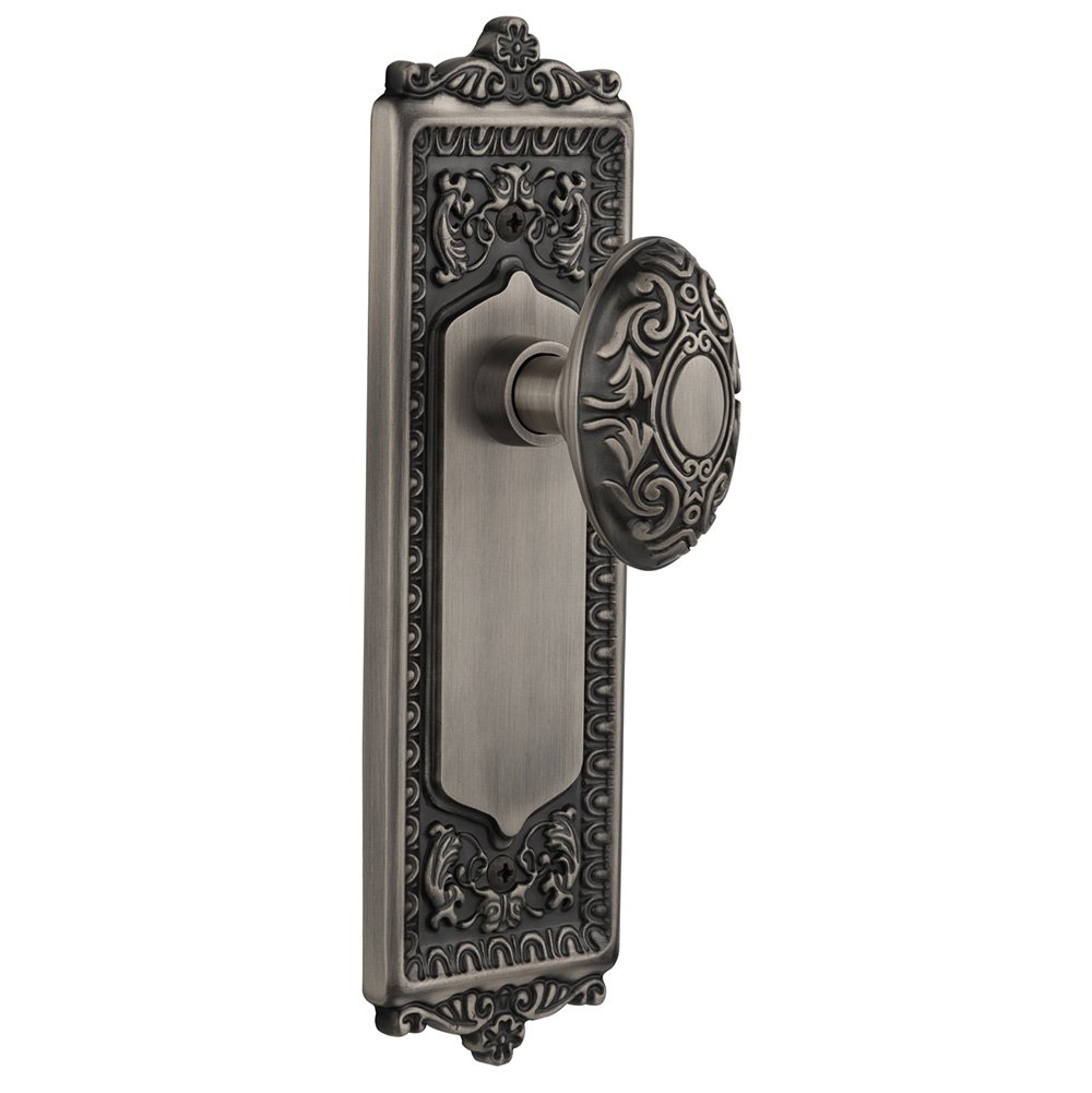 Nostalgic Warehouse Double Dummy Egg & Dart Plate with Victorian Door Knob in Antique Pewter