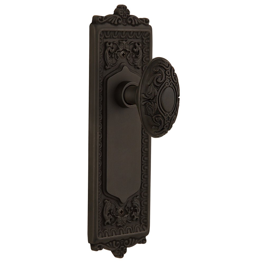 Nostalgic Warehouse Double Dummy Egg & Dart Plate with Victorian Door Knob in Oil Rubbed Bronze