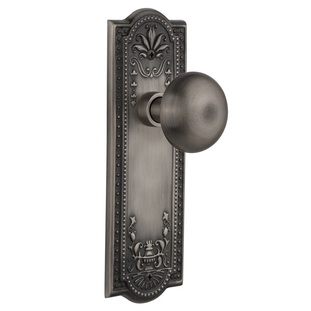 Nostalgic Warehouse Double Dummy Meadows Plate with New York Door Knob in Antique Pewter