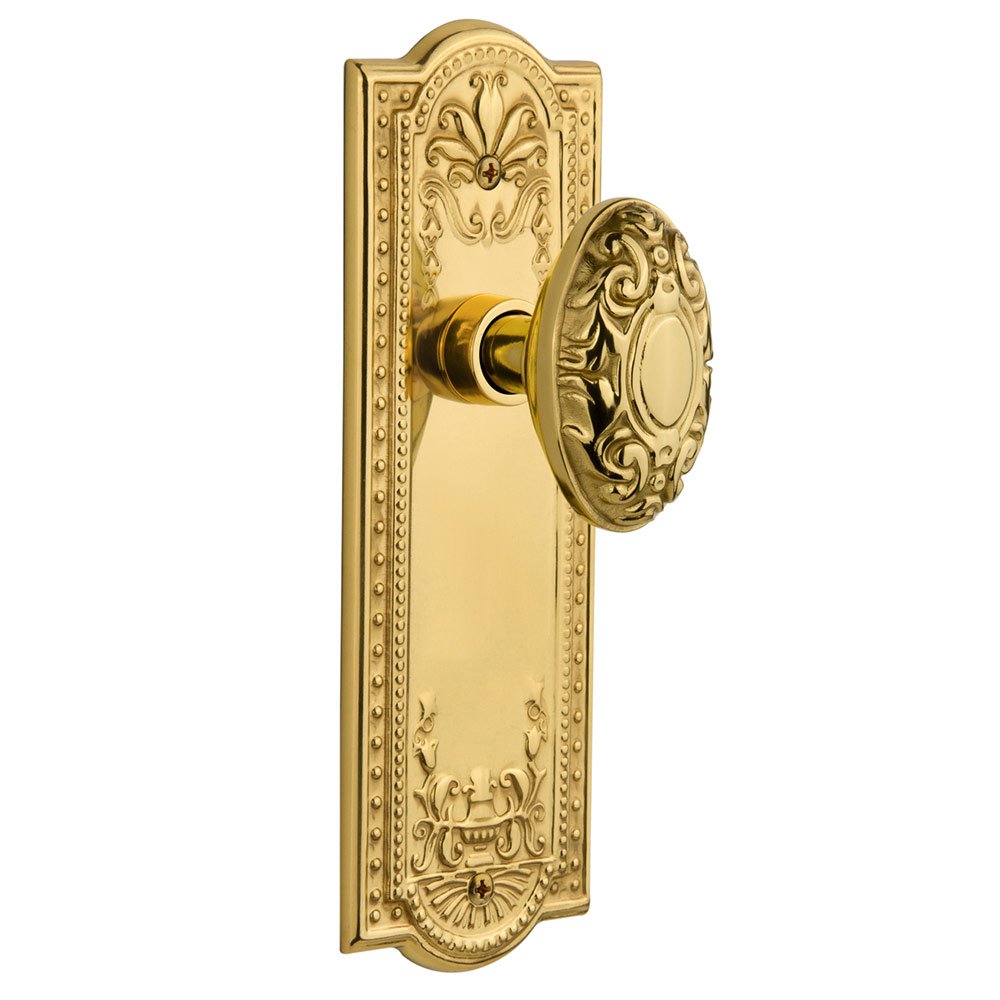 Nostalgic Warehouse Double Dummy Meadows Plate with Victorian Door Knob in Polished Brass
