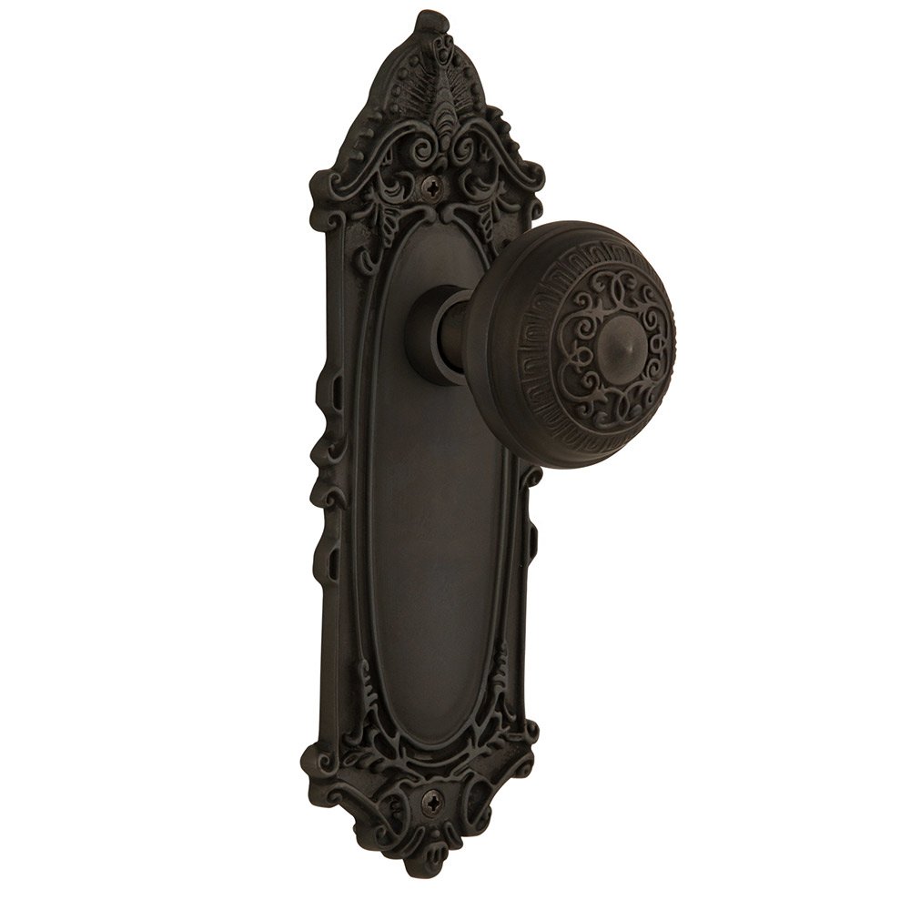 Nostalgic Warehouse Double Dummy Victorian Plate with Egg & Dart Door Knob in Oil-Rubbed Bronze