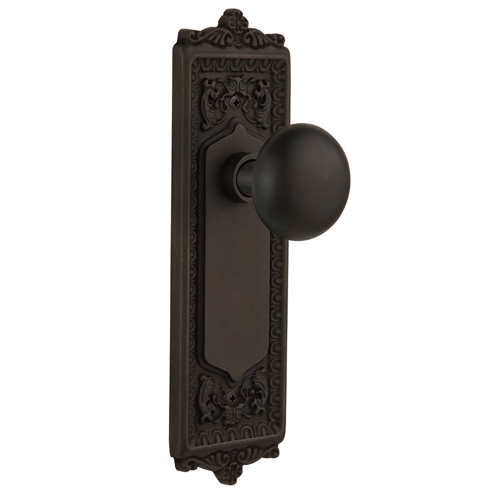 Nostalgic Warehouse Privacy Egg & Dart Plate with New York Door Knob in Oil-Rubbed Bronze