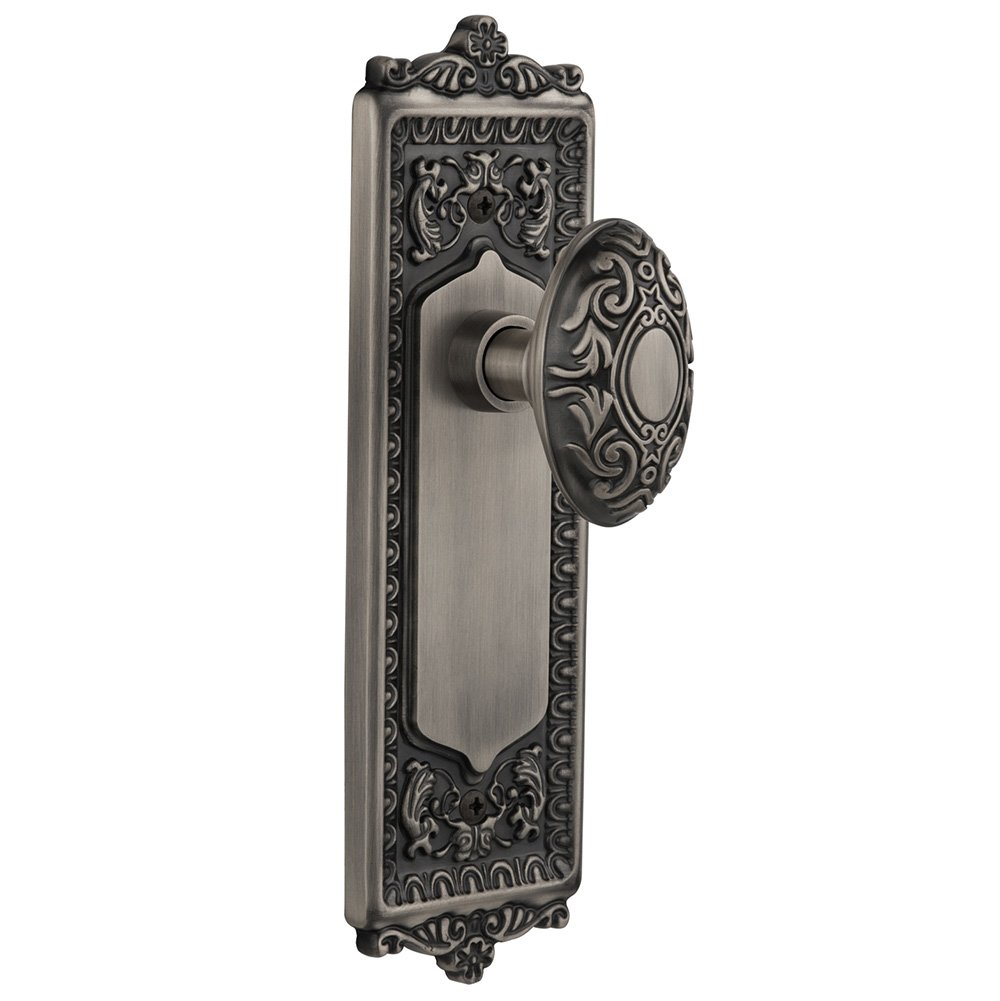 Nostalgic Warehouse Privacy Egg & Dart Plate with Victorian Door Knob in Antique Pewter