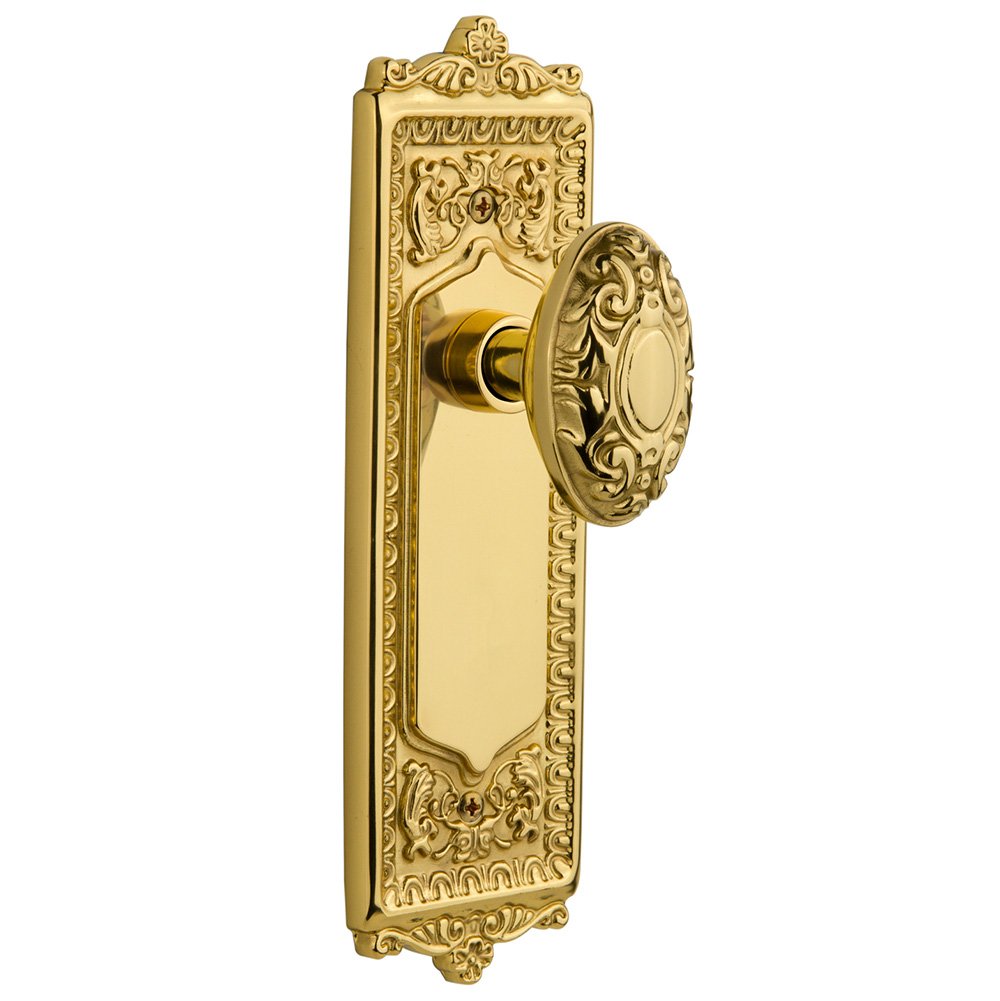 Nostalgic Warehouse Privacy Egg & Dart Plate with Victorian Door Knob in Polished Brass