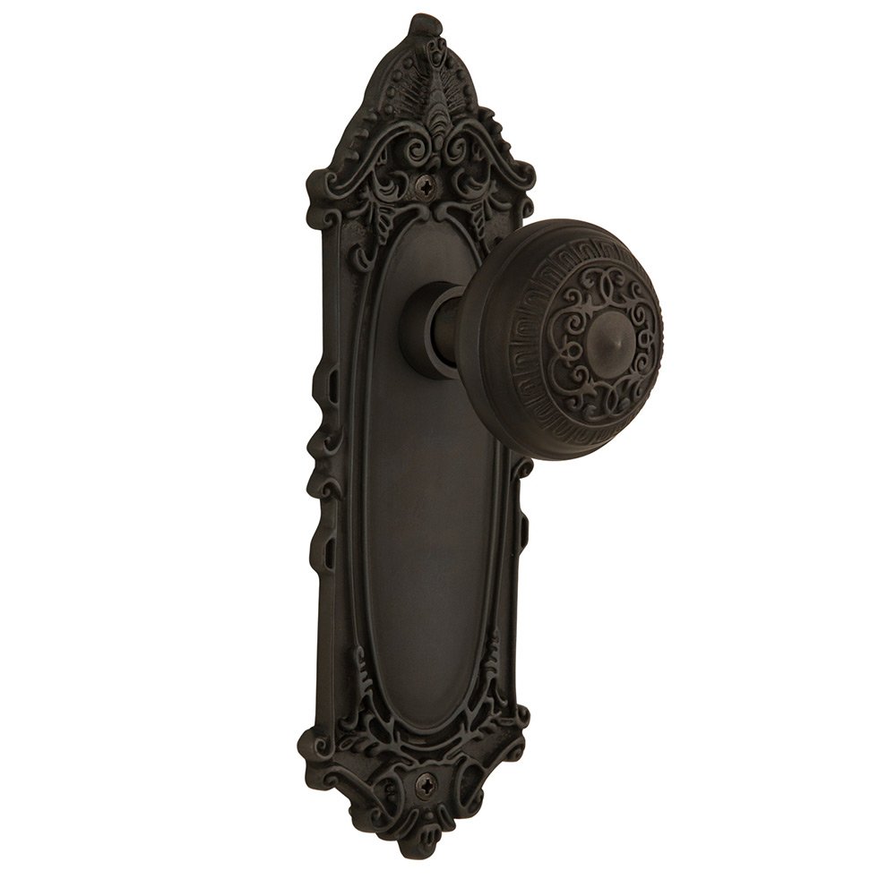 Nostalgic Warehouse Privacy Victorian Plate with Egg & Dart Door Knob in Oil-Rubbed Bronze