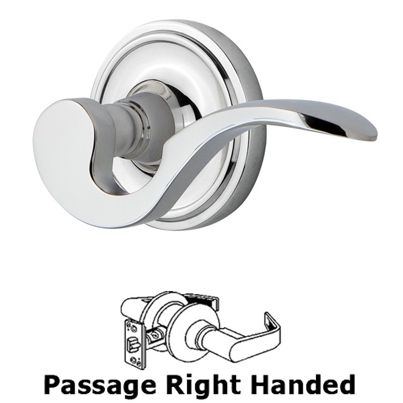 Nostalgic Warehouse Classic Rose Passage Right Handed Manor Lever in Bright Chrome