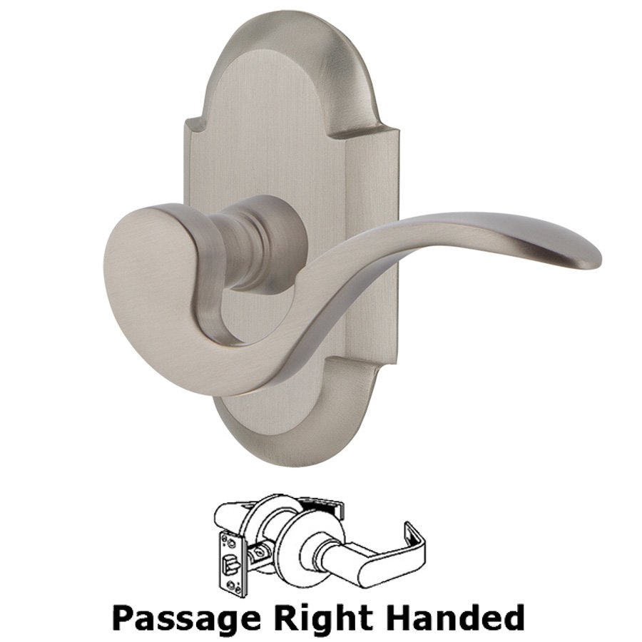 Nostalgic Warehouse Cottage Plate Passage Right Handed Manor Lever in Satin Nickel