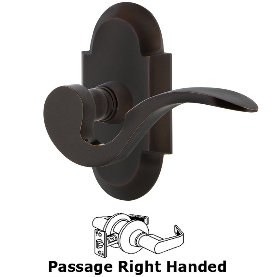 Nostalgic Warehouse Cottage Plate Passage Right Handed Manor Lever in Timeless Bronze