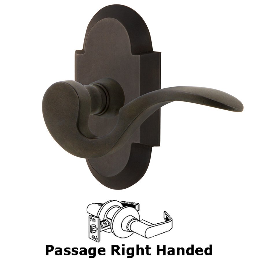 Nostalgic Warehouse Cottage Plate Passage Right Handed Manor Lever in Oil-Rubbed Bronze