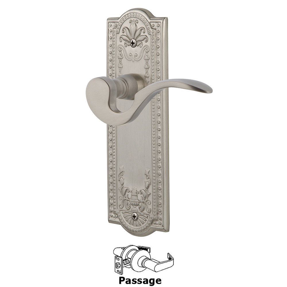 Nostalgic Warehouse Meadows Plate Passage Manor Lever in Satin Nickel