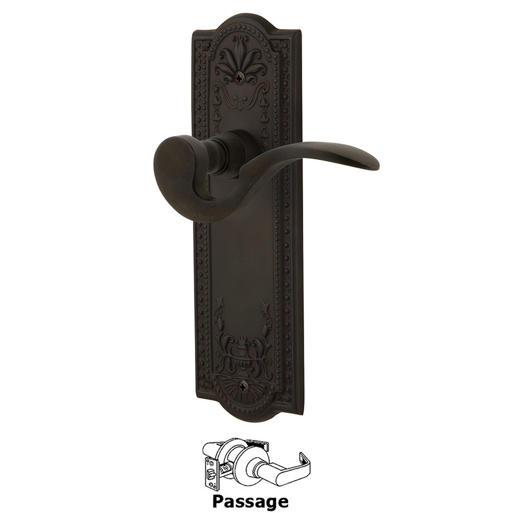 Nostalgic Warehouse Meadows Plate Passage Manor Lever in Oil-Rubbed Bronze