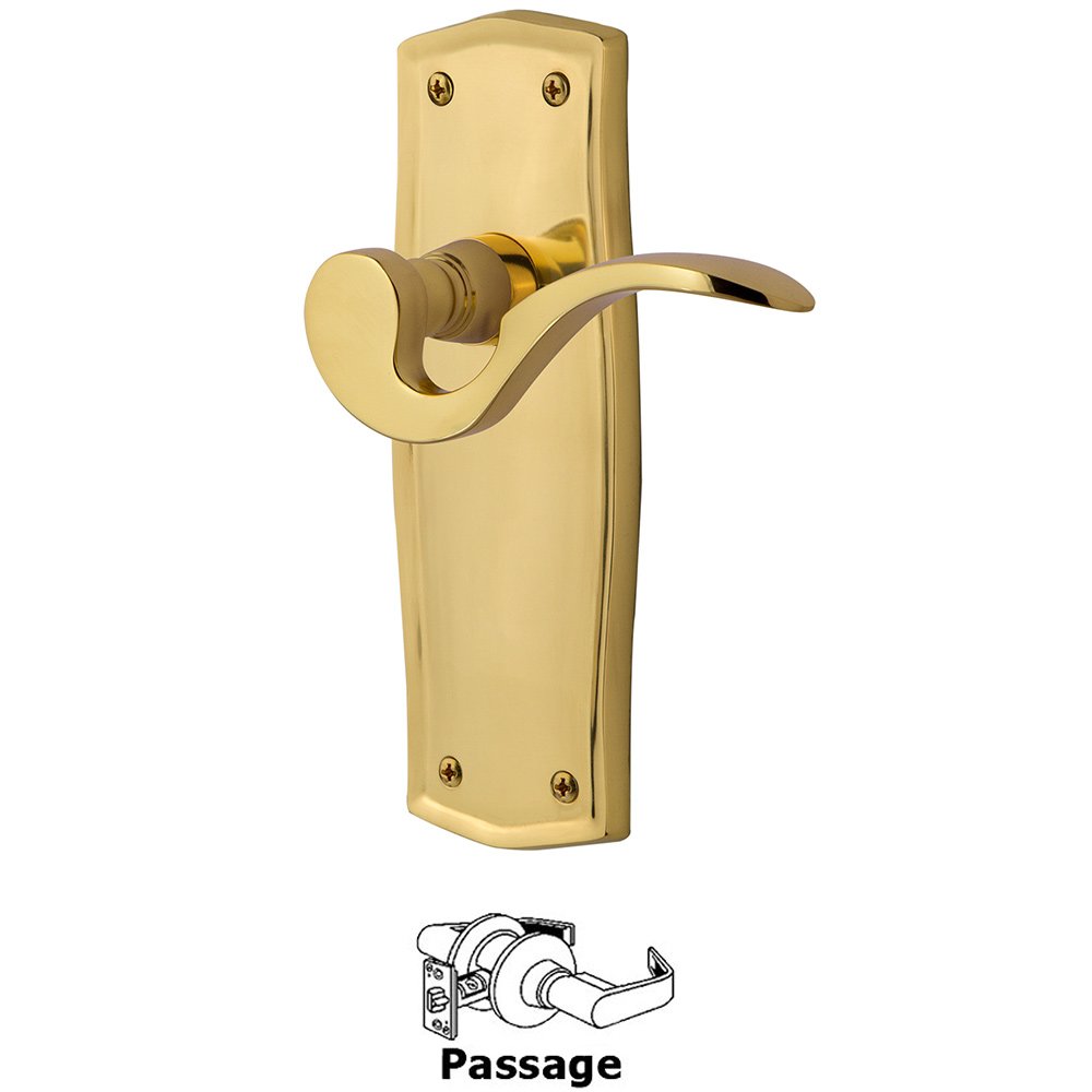 Nostalgic Warehouse Prairie Plate Passage Manor Lever in Polished Brass