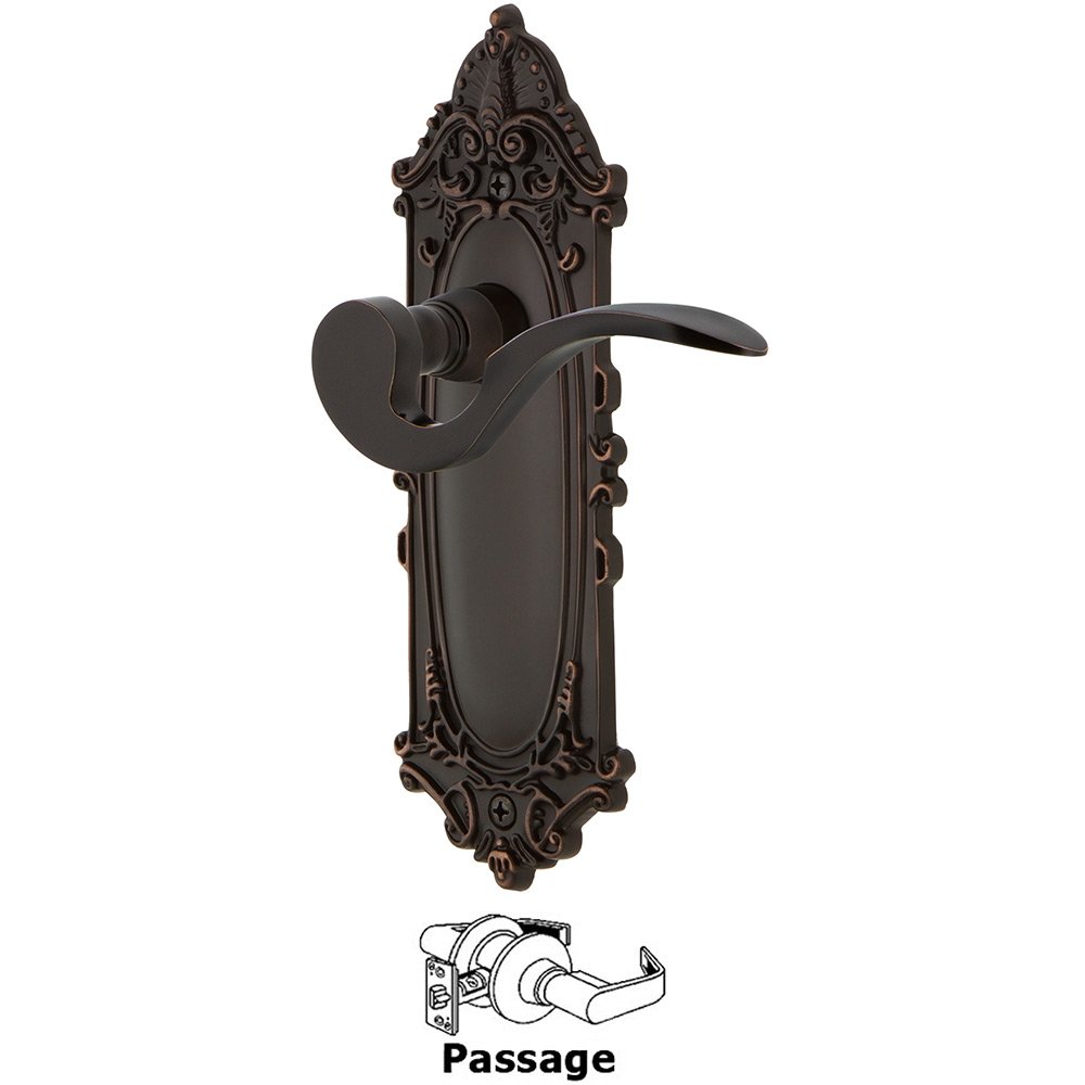 Nostalgic Warehouse Victorian Plate Passage Manor Lever in Timeless Bronze