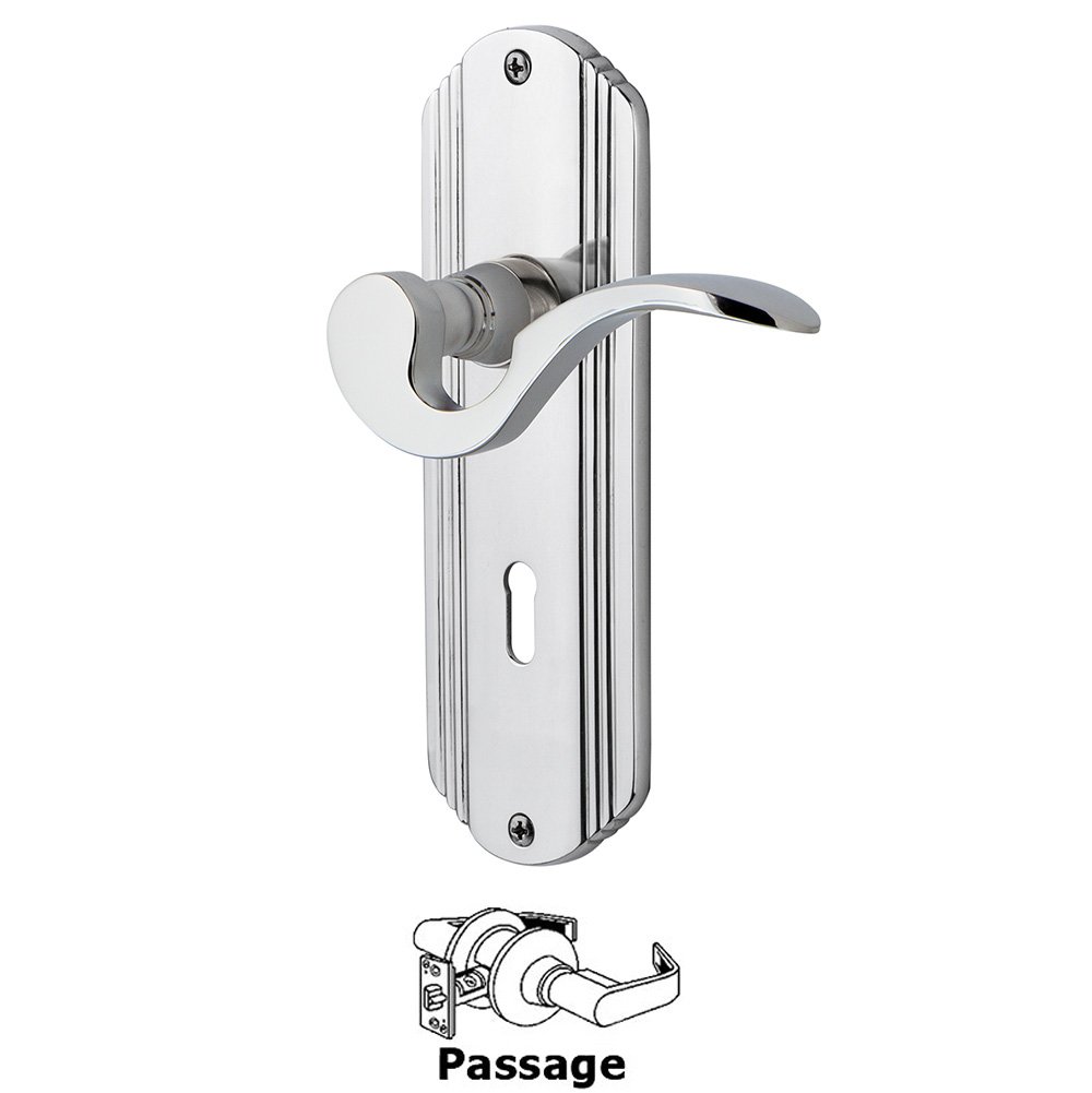 Nostalgic Warehouse Deco Plate Passage with Keyhole and  Manor Lever in Bright Chrome