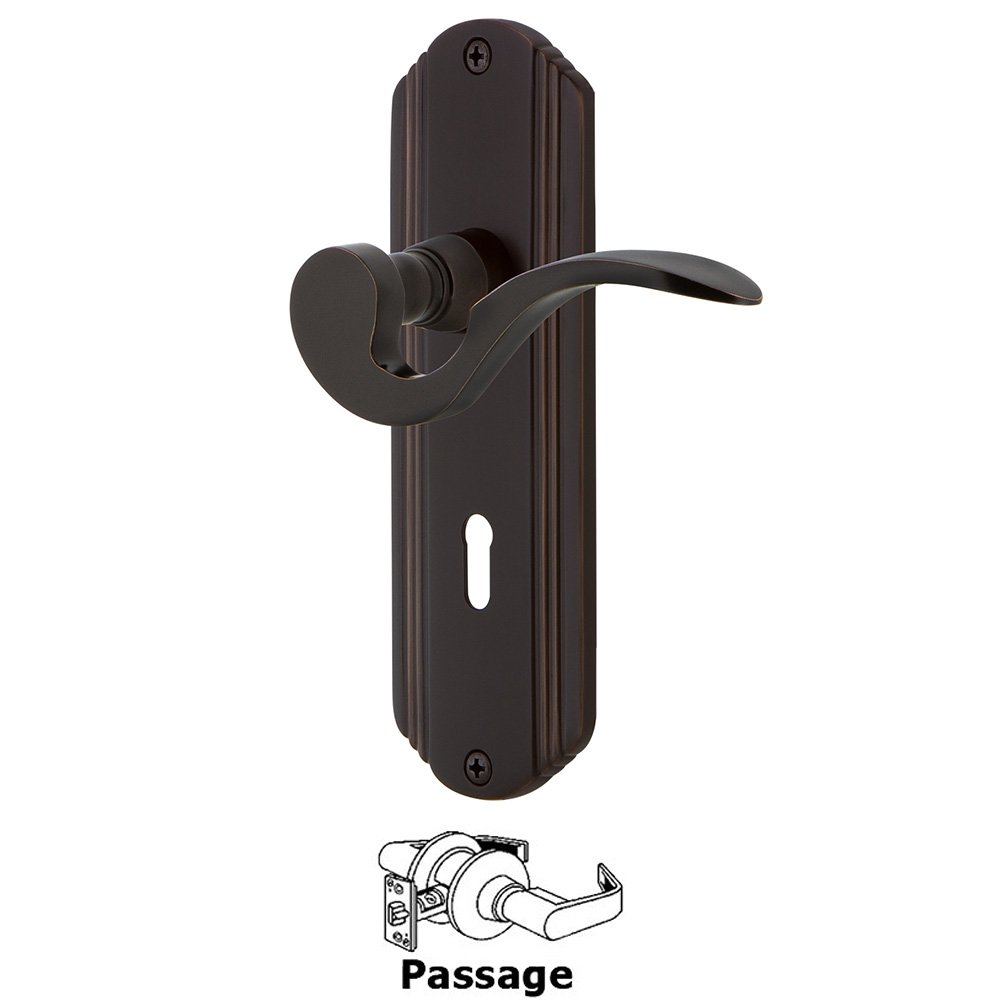 Nostalgic Warehouse Deco Plate Passage with Keyhole and  Manor Lever in Timeless Bronze