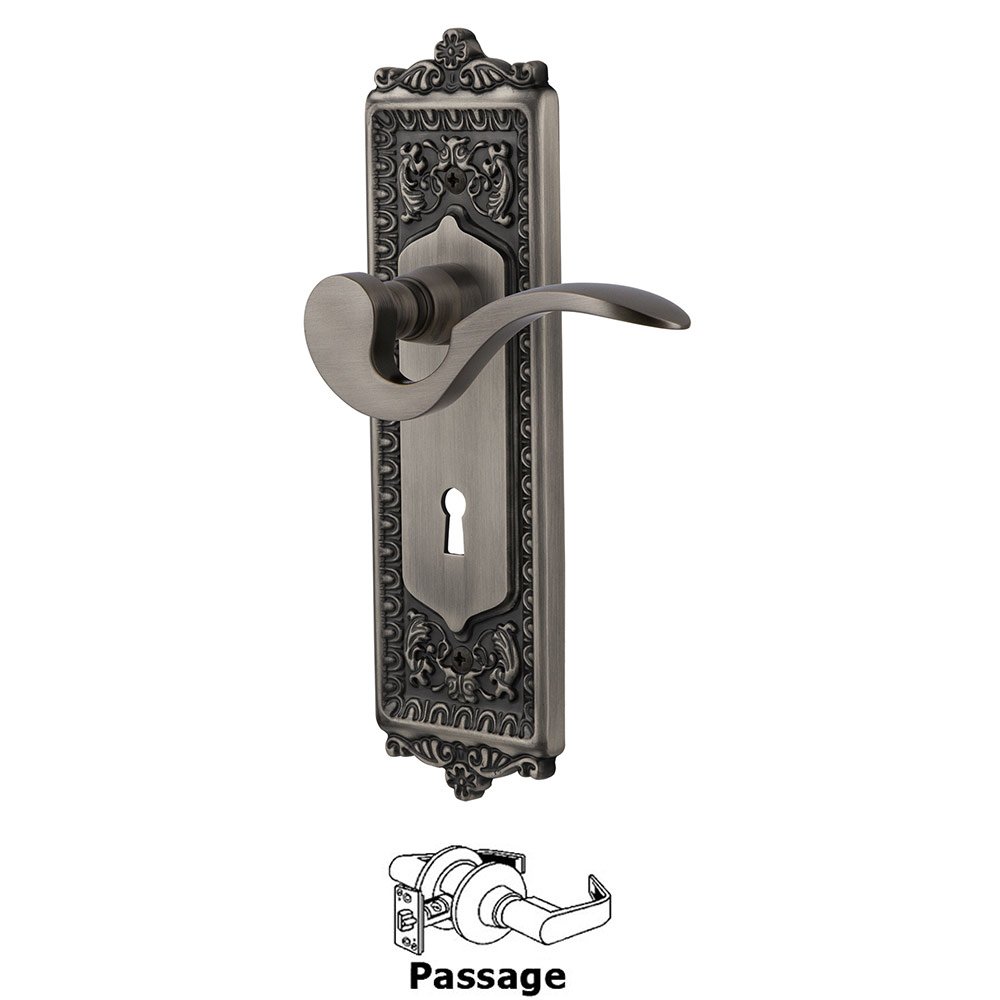 Nostalgic Warehouse Egg & Dart Plate Passage with Keyhole and  Manor Lever in Antique Pewter