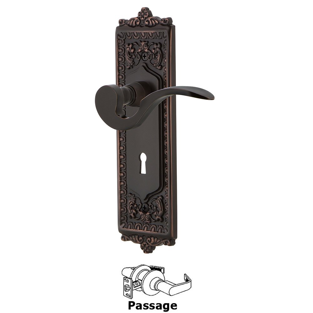 Nostalgic Warehouse Egg & Dart Plate Passage with Keyhole and  Manor Lever in Timeless Bronze
