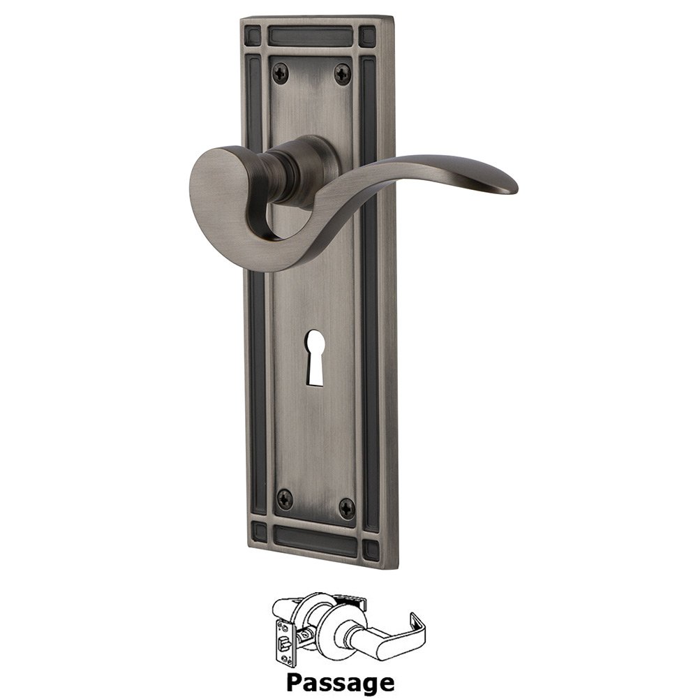 Nostalgic Warehouse Mission Plate Passage with Keyhole and  Manor Lever in Antique Pewter