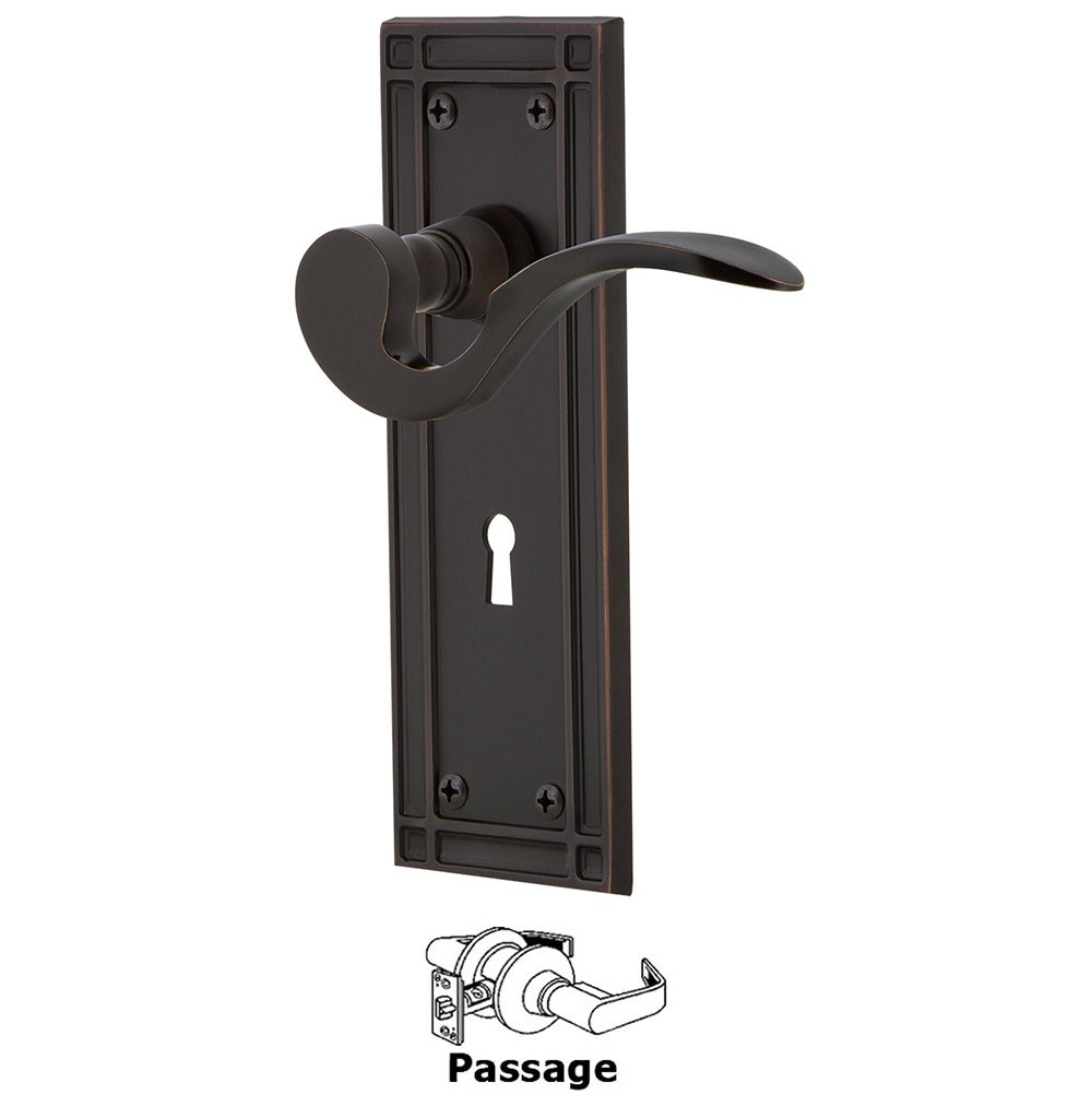 Nostalgic Warehouse Mission Plate Passage with Keyhole and  Manor Lever in Timeless Bronze