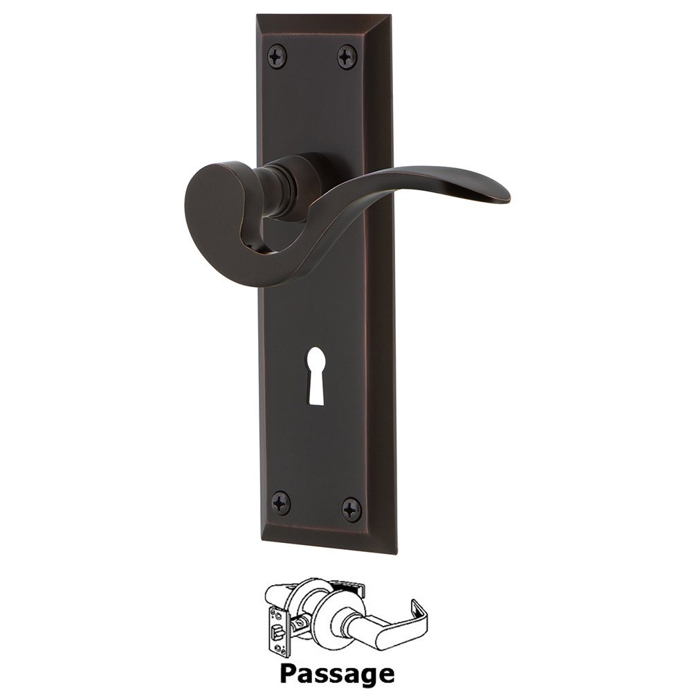 Nostalgic Warehouse New York Plate Passage with Keyhole and  Manor Lever in Timeless Bronze
