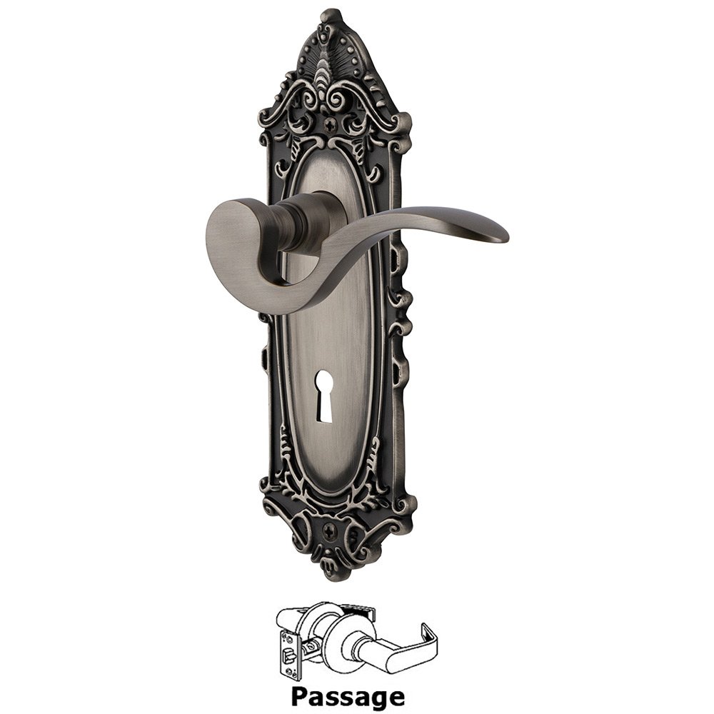 Nostalgic Warehouse Victorian Plate Passage with Keyhole and  Manor Lever in Antique Pewter