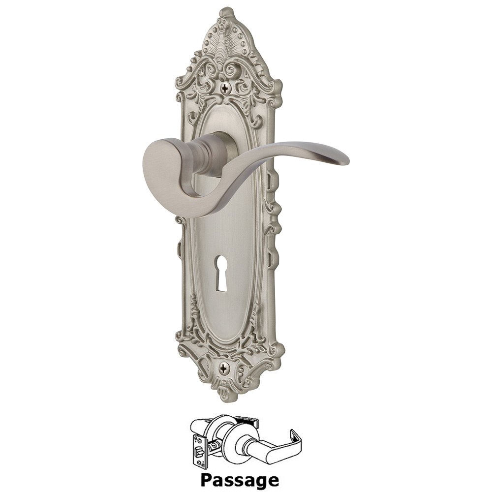 Nostalgic Warehouse Victorian Plate Passage with Keyhole and  Manor Lever in Satin Nickel