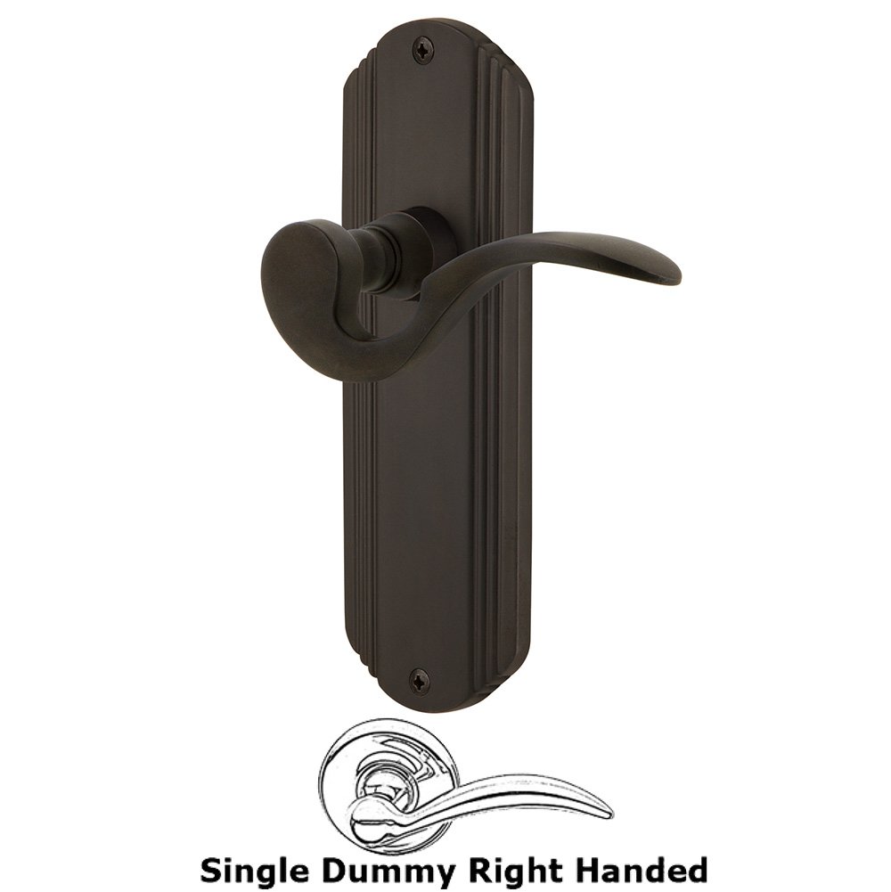 Nostalgic Warehouse Deco Plate Single Dummy Right Handed Manor Lever in Oil-Rubbed Bronze