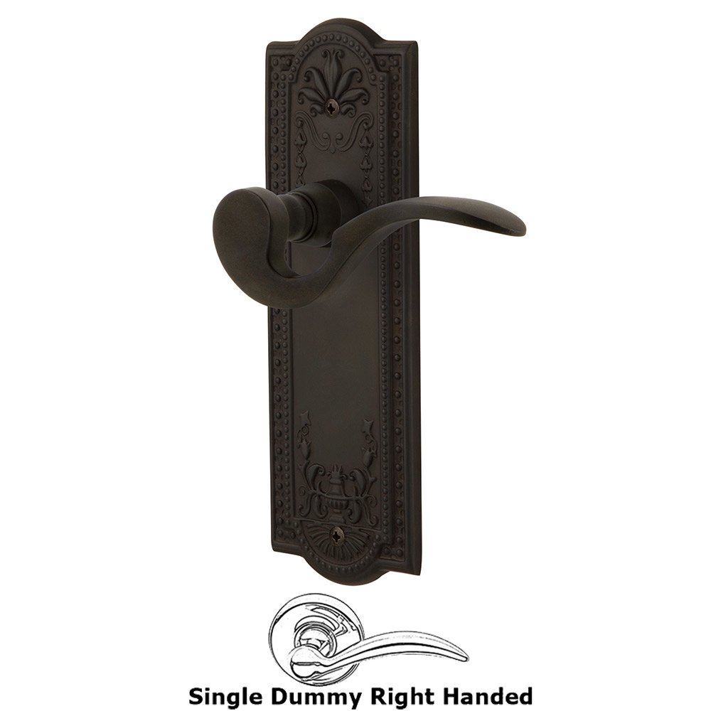 Nostalgic Warehouse Meadows Plate Single Dummy Right Handed Manor Lever in Oil-Rubbed Bronze