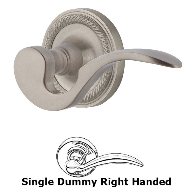 Nostalgic Warehouse Rope Rose Single Dummy Right Handed Manor Lever in Satin Nickel