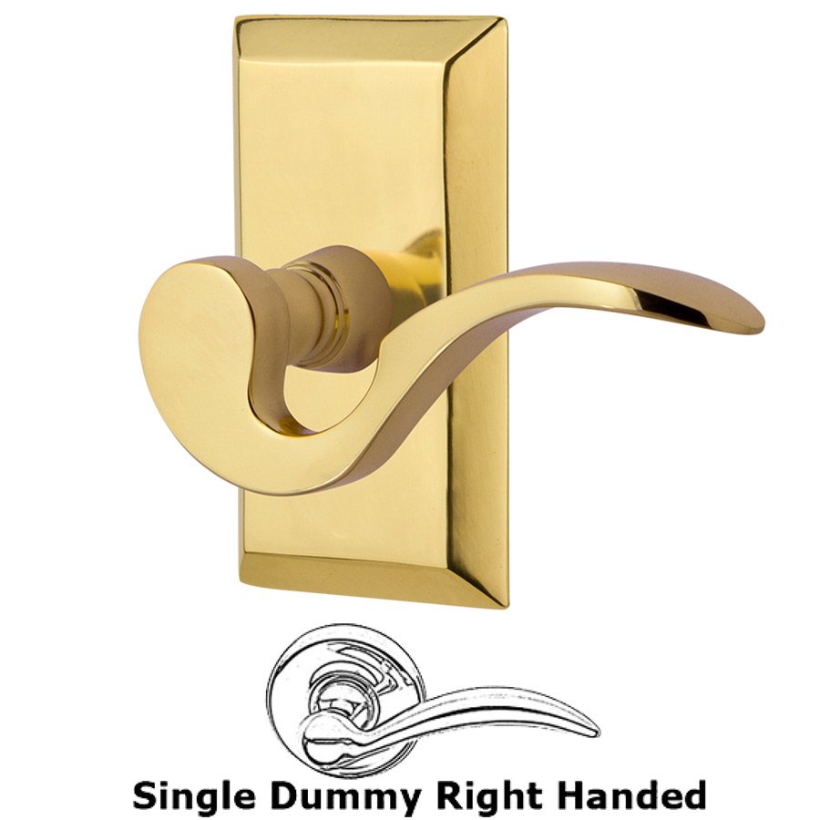 Nostalgic Warehouse Studio Plate Single Dummy Right Handed Manor Lever in Polished Brass