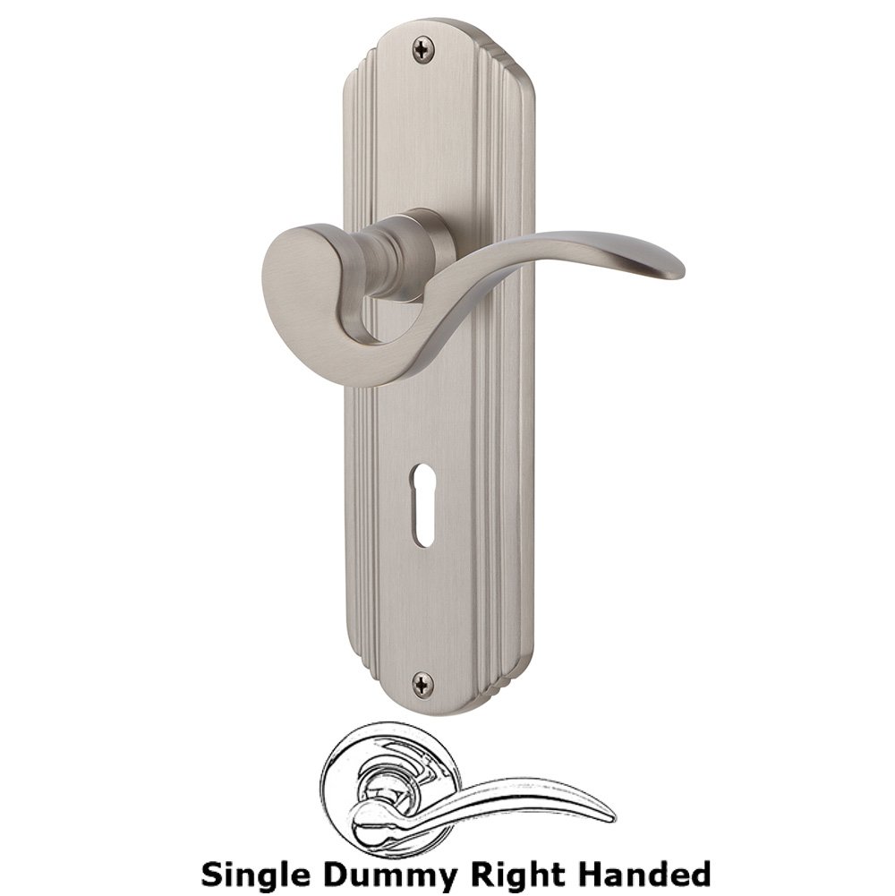 Nostalgic Warehouse Deco Plate Single Dummy with Keyhole Right Handed Manor Lever in Satin Nickel