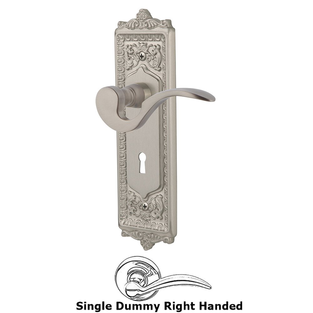 Nostalgic Warehouse Egg & Dart Plate Single Dummy with Keyhole Right Handed Manor Lever in Satin Nickel
