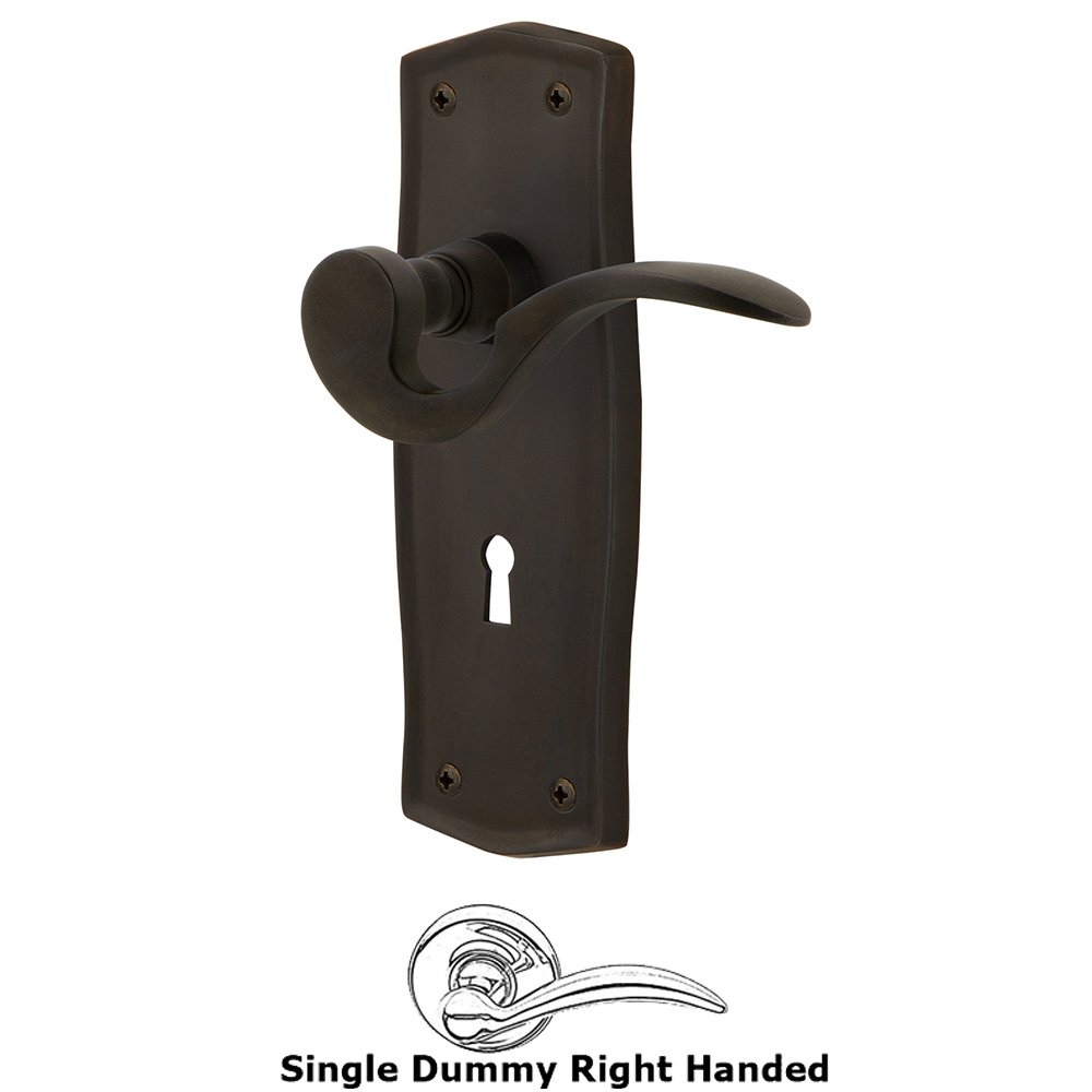 Nostalgic Warehouse Prairie Plate Single Dummy with Keyhole Right Handed Manor Lever in Oil-Rubbed Bronze